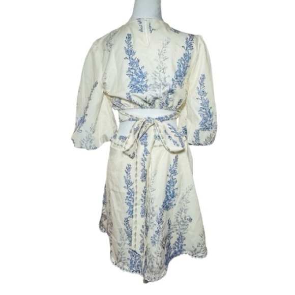 Boho Floral Print Cut Out Tie Back Cuff Sleeve Dress Small - Picture 8 of 9